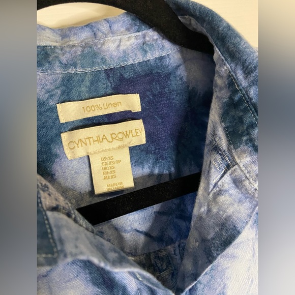 Cynthia Rowley Blue Tie Dye Button Down Shirt Dress Size XS - Picture 3 of 6